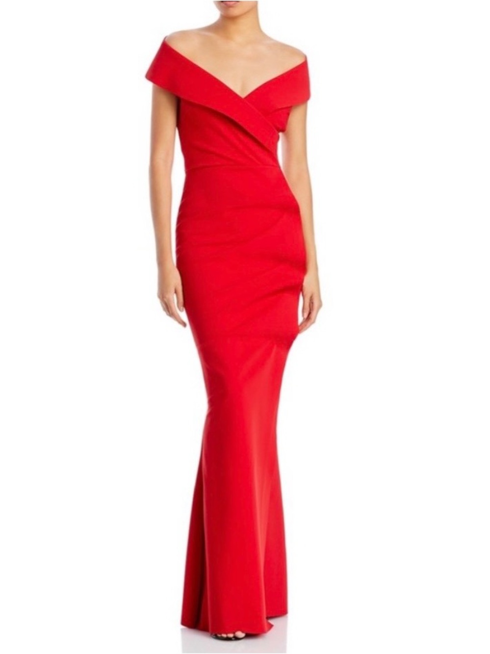 Chiara Boni Melanie Off Shoulder Red Maxi Gown